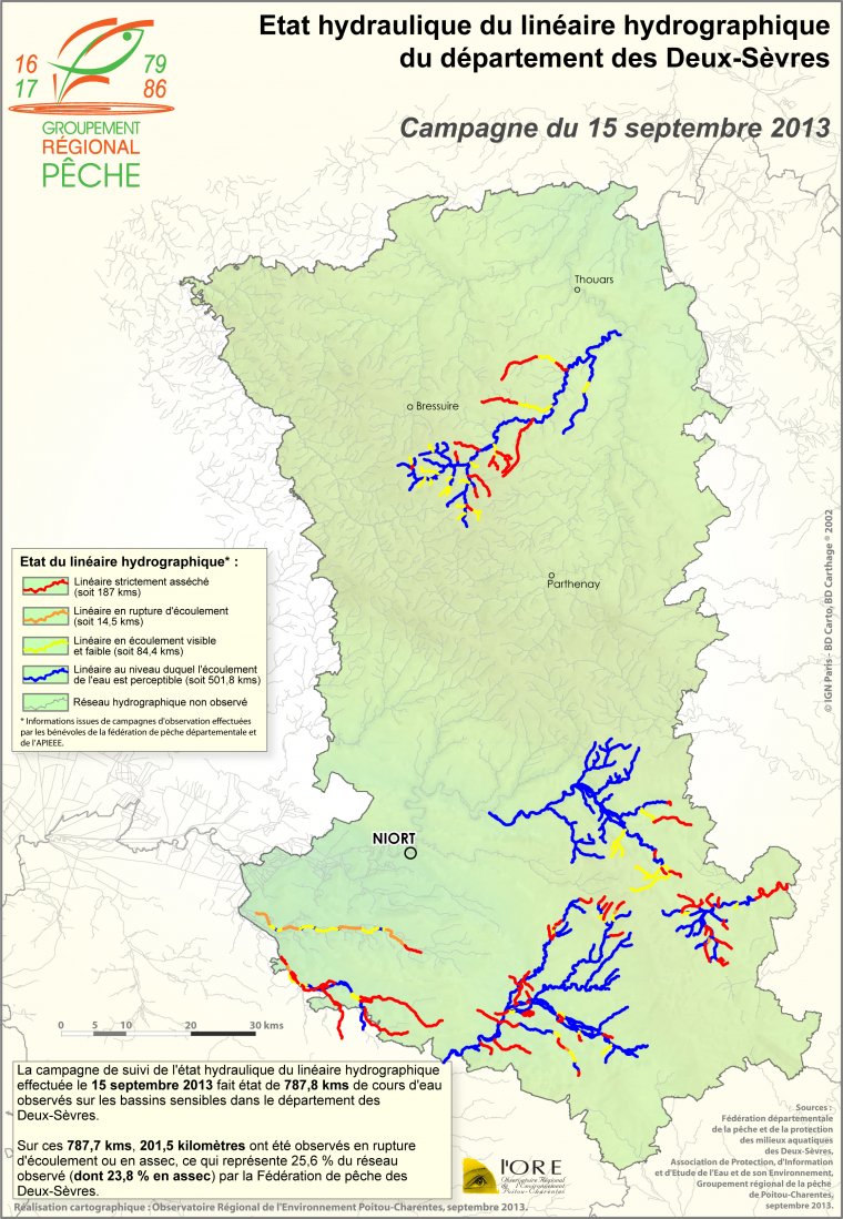 Etat hydraulique du linéaire hydrographique du département des Deux-Sèvres - Campagne du 15 septembre 2013