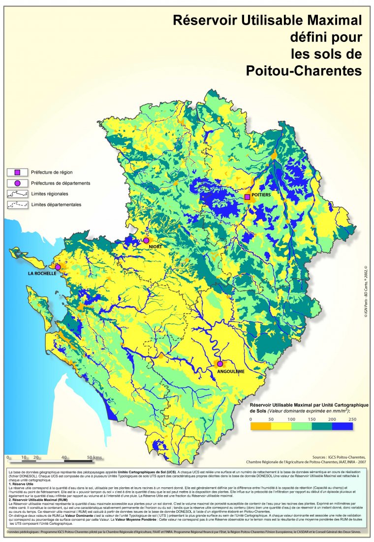 Réservoir Utilisable Maximal défini pour les sols de Poitou-Charentes