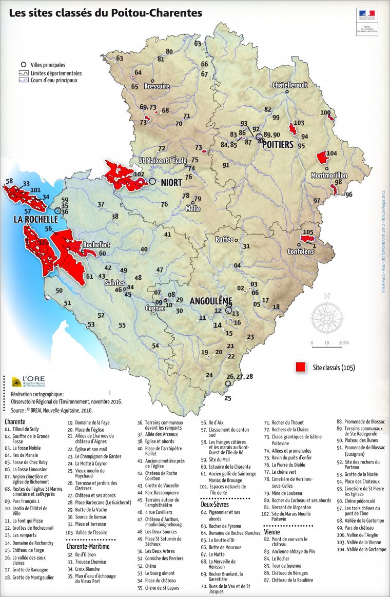 Les sites classés du Poitou-Charentes en 2016