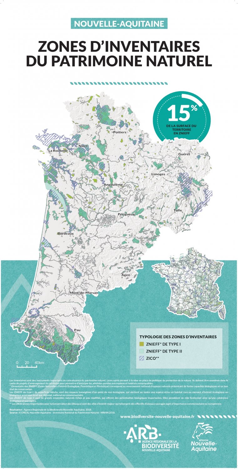 Nouvelle-Aquitaine : Une mosaïque de territoires - ZONES D'INVENTAIRES DU PATRIMOINE NATUREL