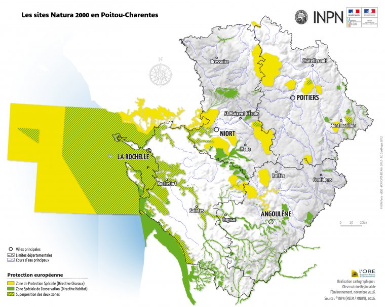 Les sites Natura 2000 en Poitou-Charentes en 2016