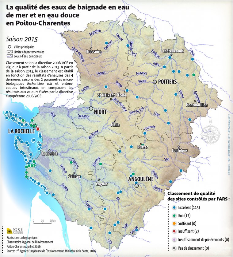 Qualité des eaux de baignade en Poitou-Charentes en 2015
