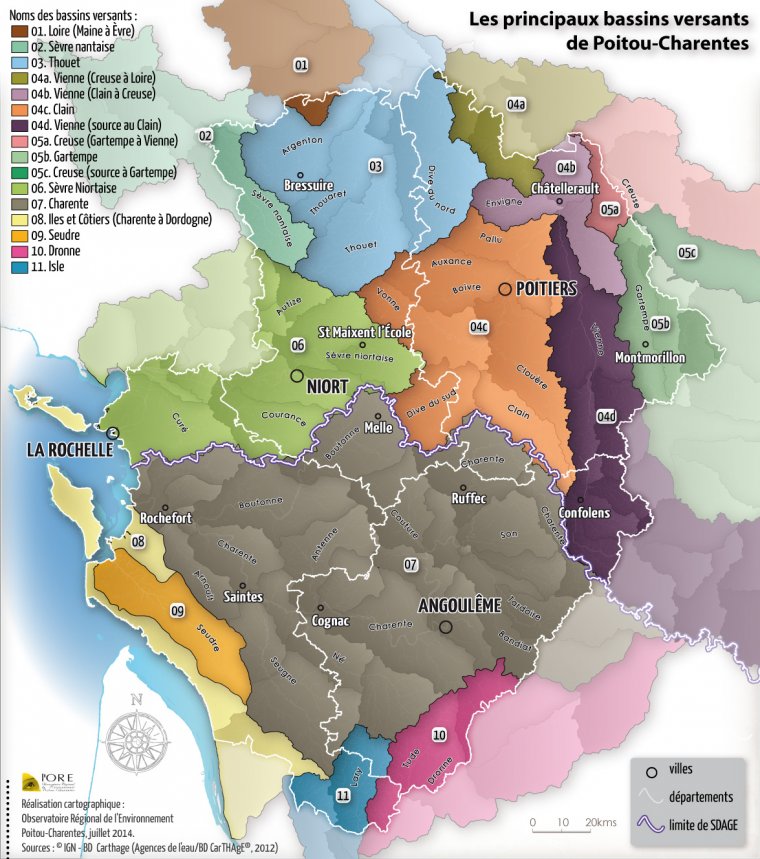 Les principaux bassins versants en Poitou-Charentes (nouvelle version)