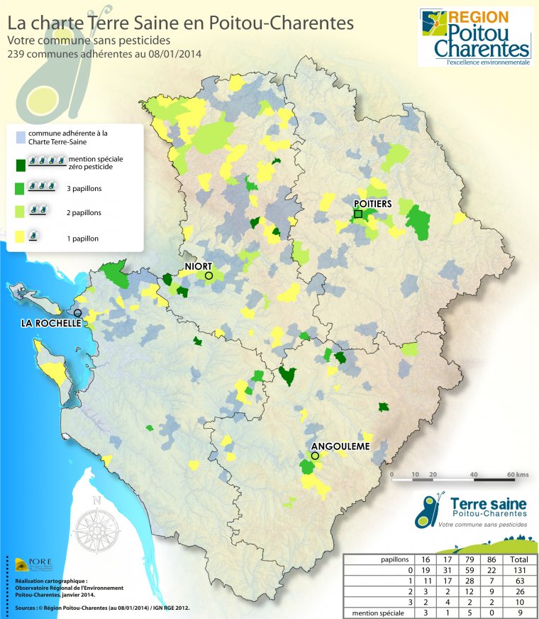 La Charte Terre Saine en Poitou-Charentes. Communes adhérentes au 08 janvier 2014