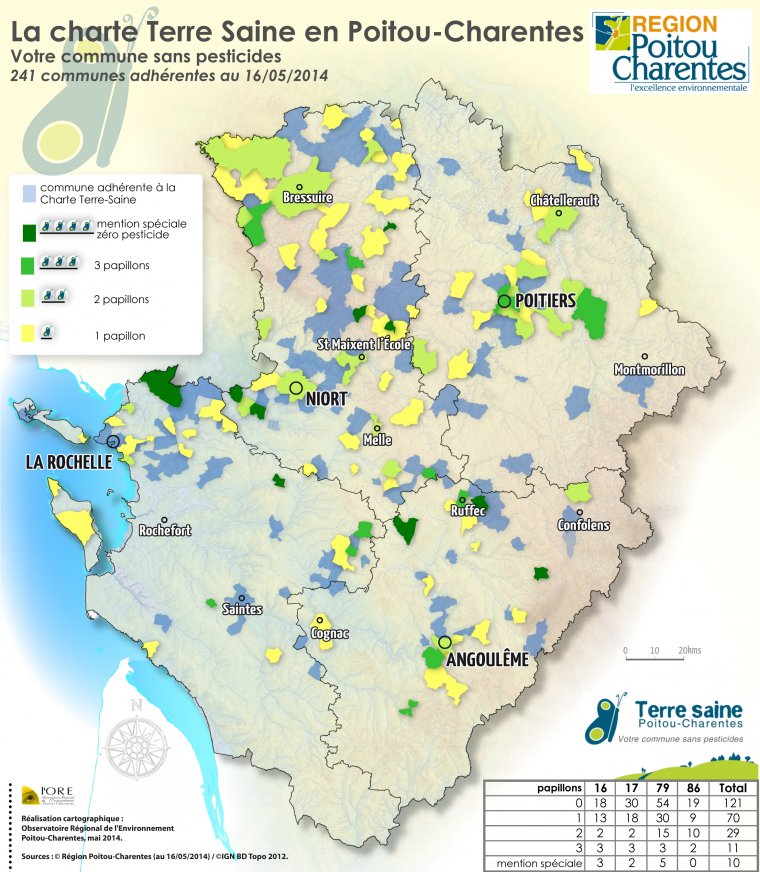 La Charte Terre Saine en Poitou-Charentes. Communes adhérentes au 16 mai 2014