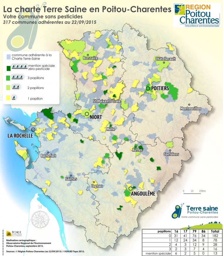 La Charte Terre Saine en Poitou-Charentes. Communes adhérentes au 22 septembre 2015