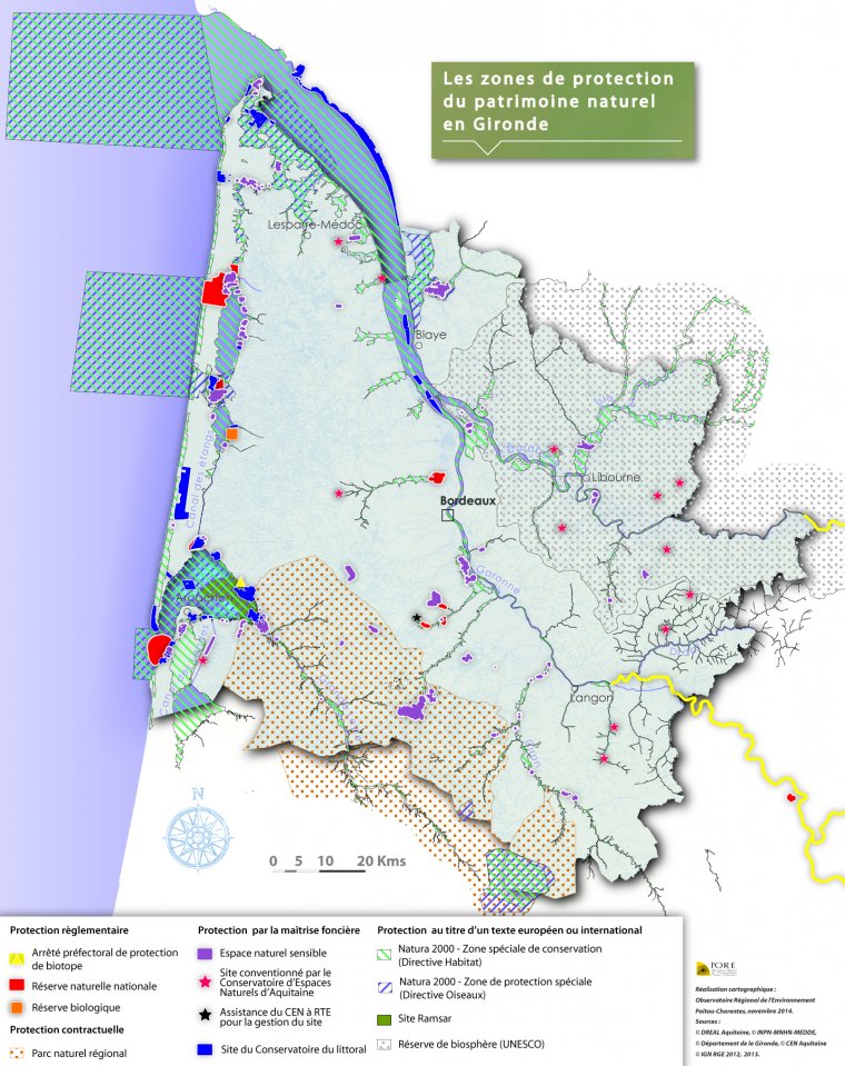 Les zones de protection du patrimoine naturel en Gironde 2015