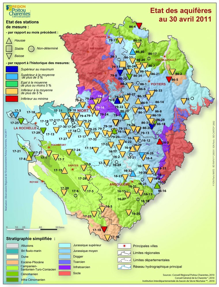 Etat des aquifères de Poitou-Charentes au 30 avril 2011