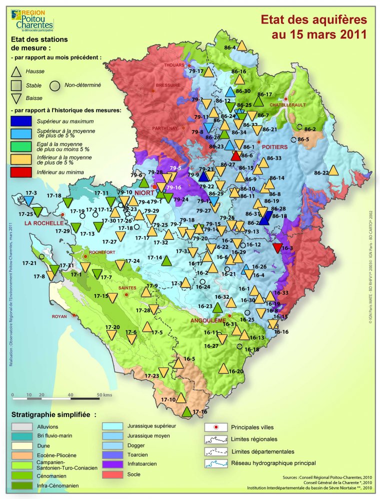 Etat des aquifères de Poitou-Charentes au 15 mars 2011