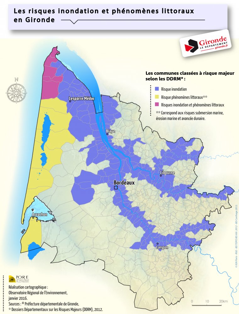 Les risques inondations et phénomènes littoraux en Gironde